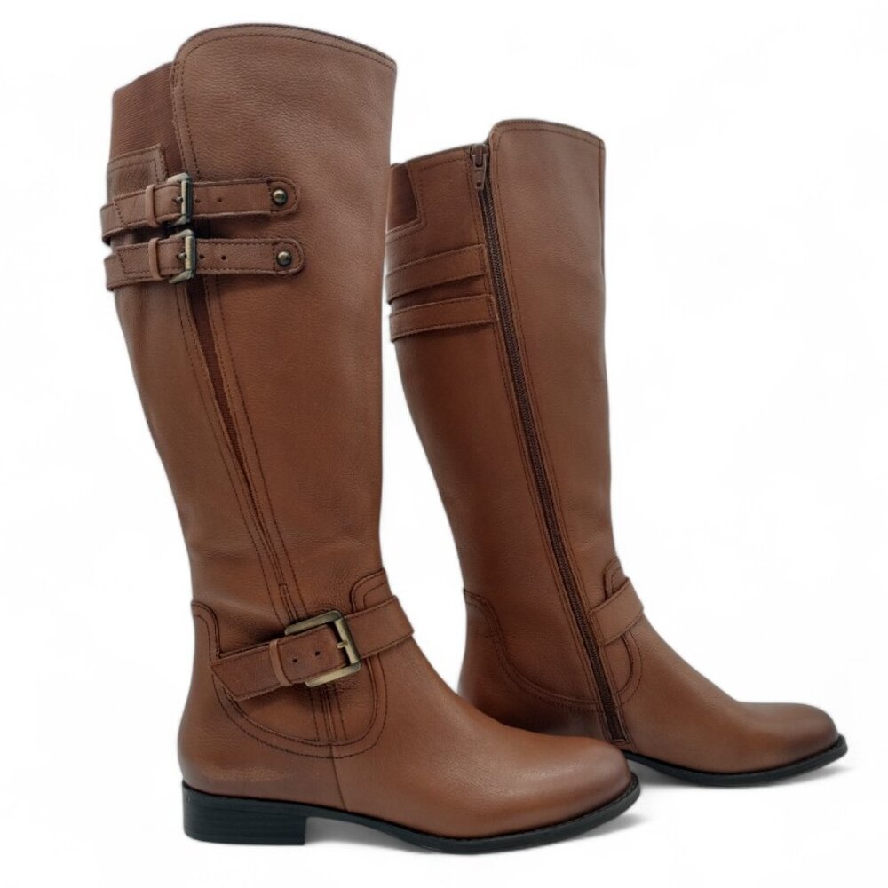 Naturalizer Women's Size 8 Jessie Banana Bread Leather Wide Calf Knee High Boot